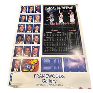 2000-01 Kansas Jayhawks Basketball Poster Season Schedule Hinrich Collison BUB